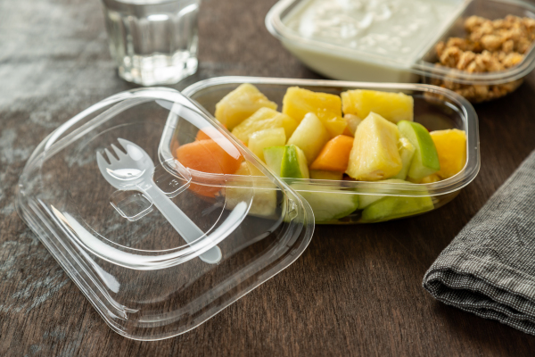 ANL Packaging on the go fruit salad tray with integrated spork